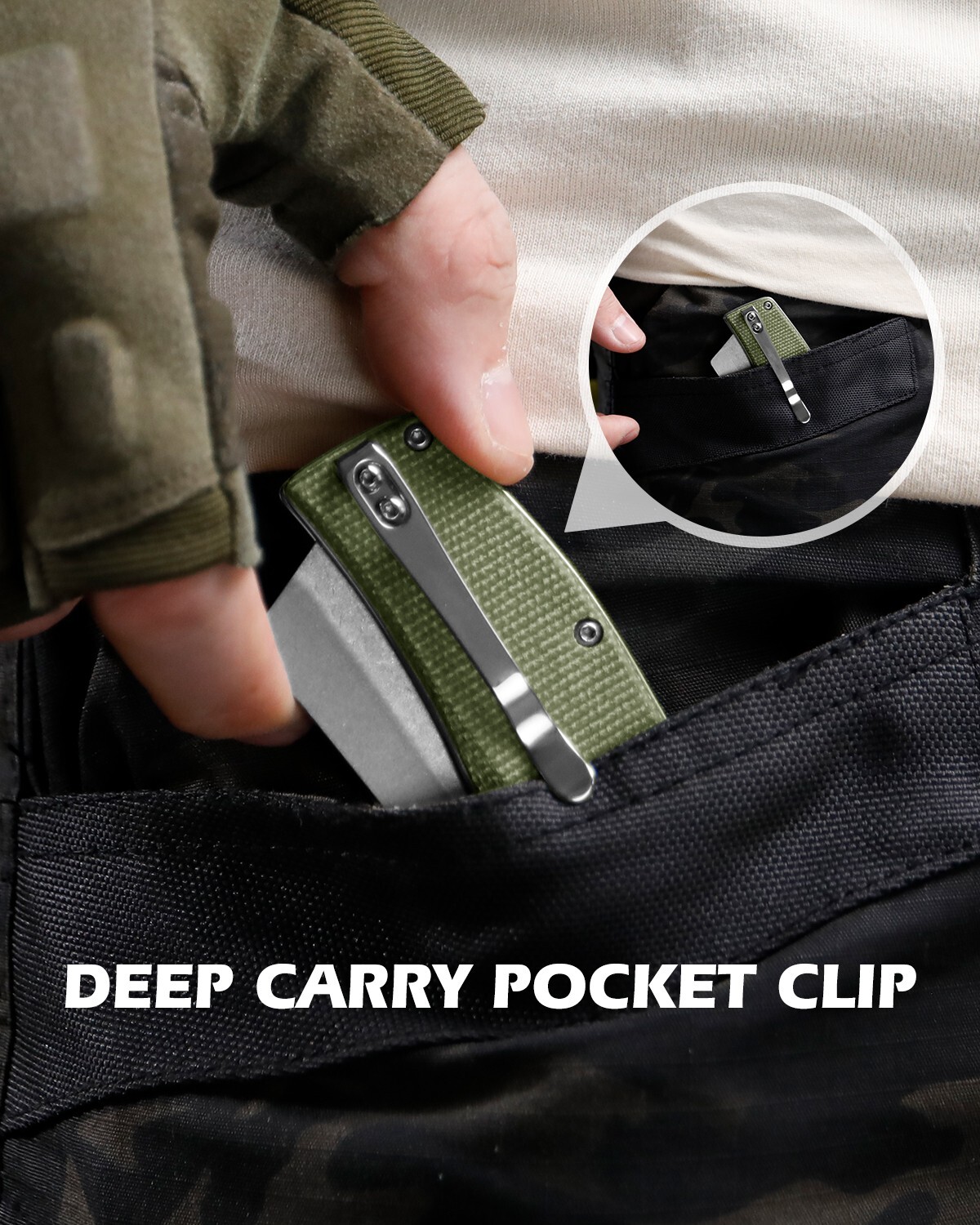 Pocket Knife with Clip,EDC Tactical Folding Knife ,Micarta Handle,Filpper Open