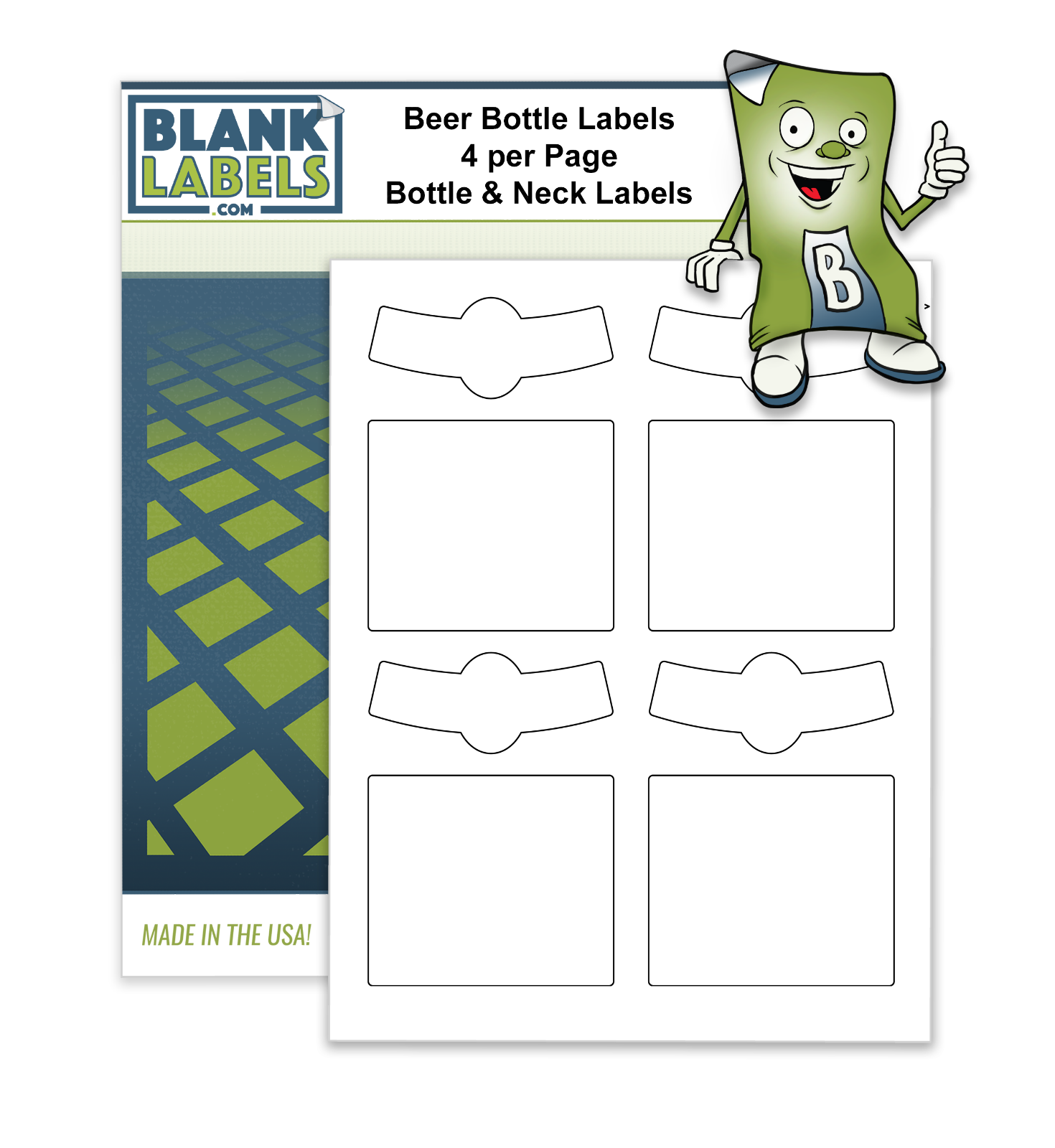 Blank Beer Bottle & Neck Labels Home Brewing. Self Print Brew Label Matte White