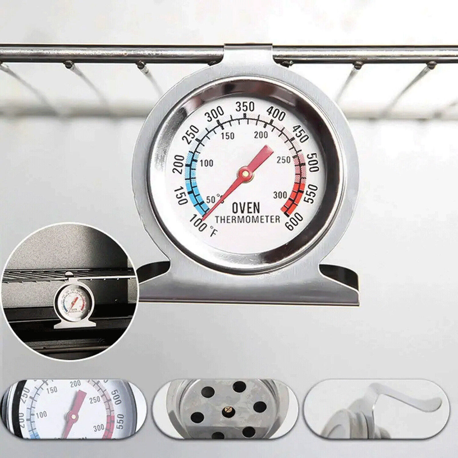 Oven Thermometer Stainless Steel Classic Stand Up Food Meat Temperature Gauge5-1