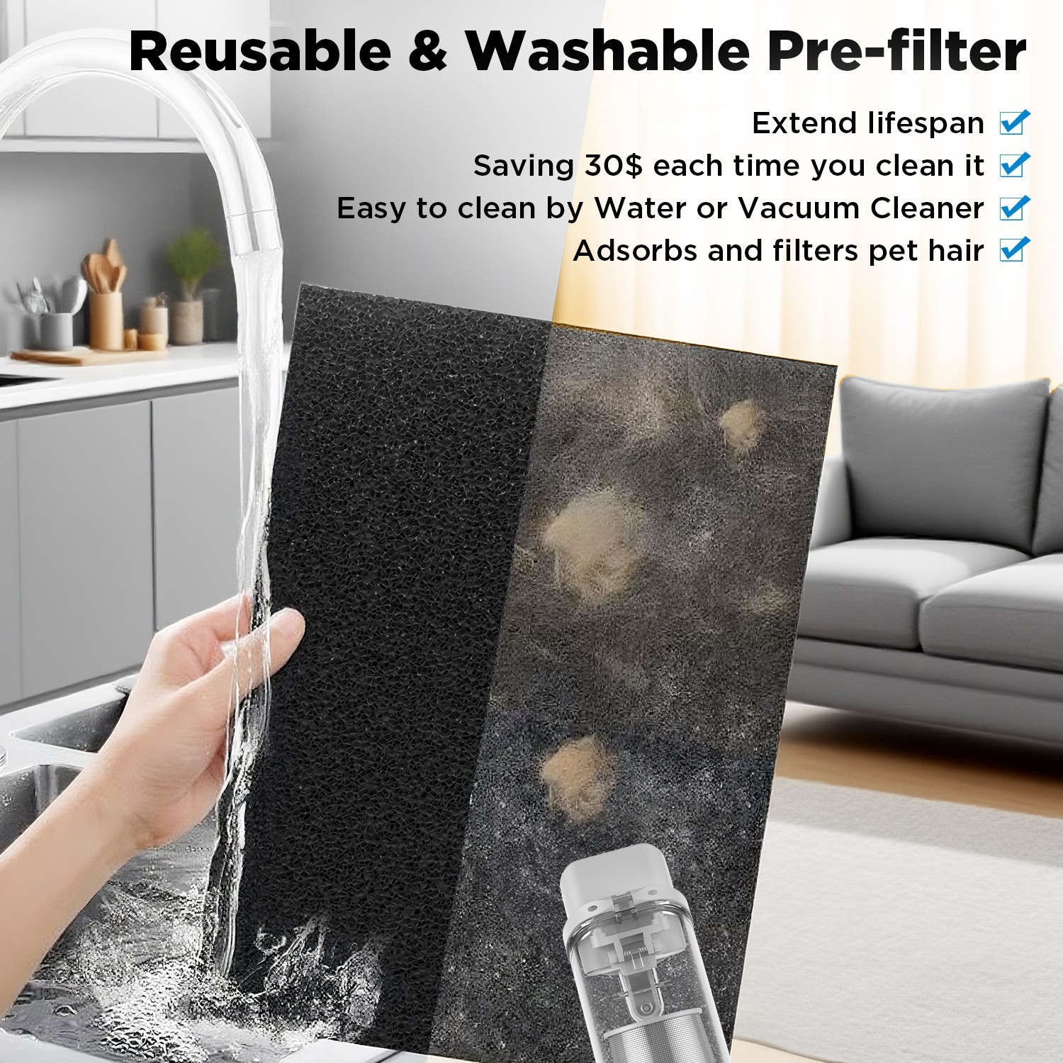 MOOKA Air Purifiers for Home Large Room 2200Sq.Ft w/ Washable Filter Dual Intake