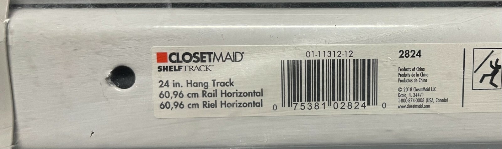 CLOSETMAID 2824 Lot Of (6) Heavy Duty ShelfTrack 24-INCH White Hang Track
