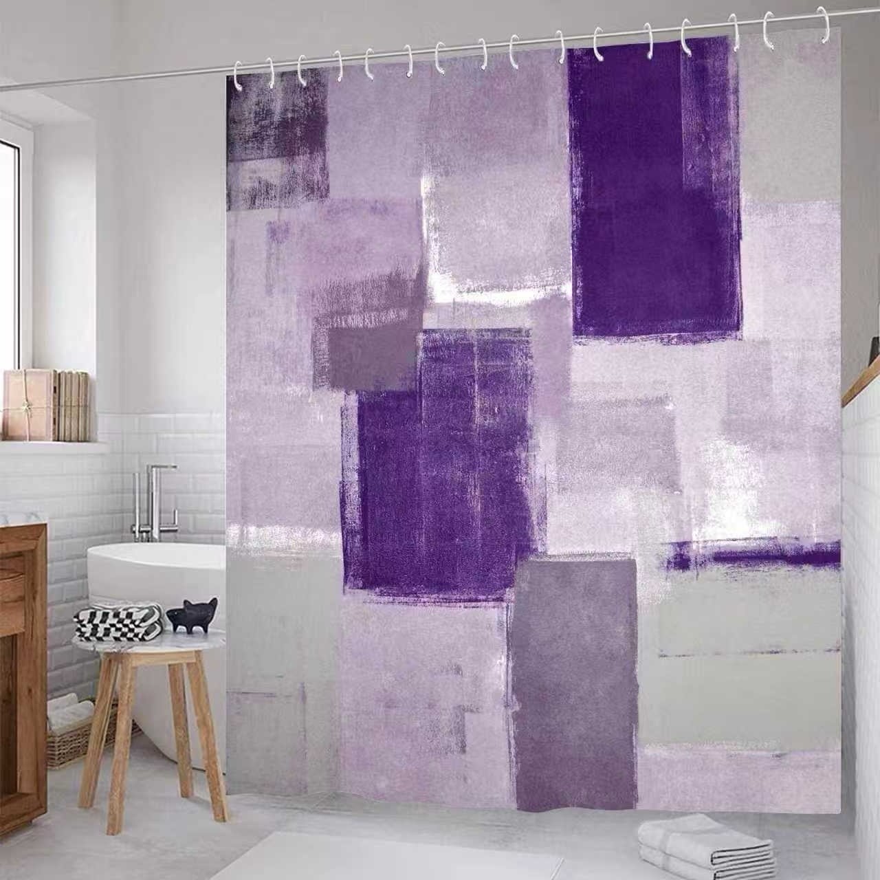 Purple Gray Shower Curtain for Bathroom, 72*72inch