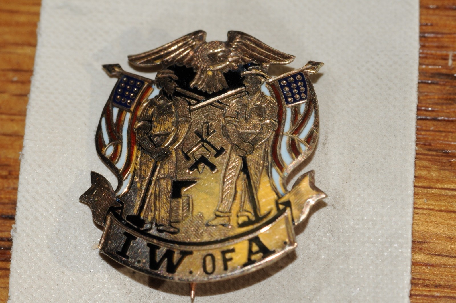 IW. of A Fraternal Organization Pin Gold Filled 1902 New Old Stock Old*********