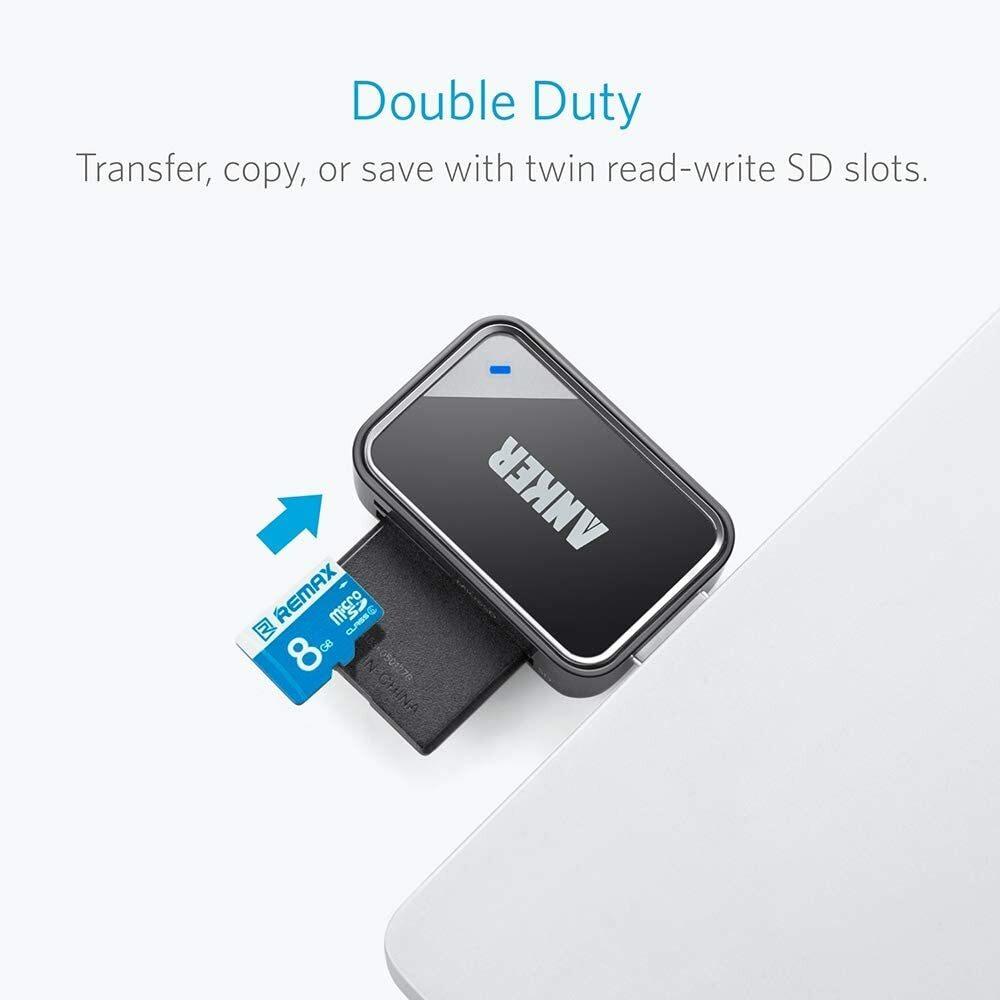 Anker 2-in-1 USB 3.0 SD Card Reader for SDXC/SDHC/SD/MMC/RS-MMC/Micro SD/UHS-I