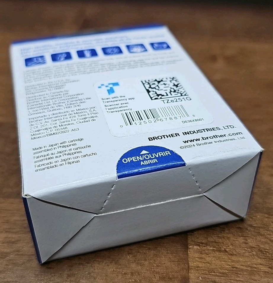 New Brother P-touch TZe Laminated Label Tape TZe-251 1in 24mm 0.94 In × 26.2 Ft