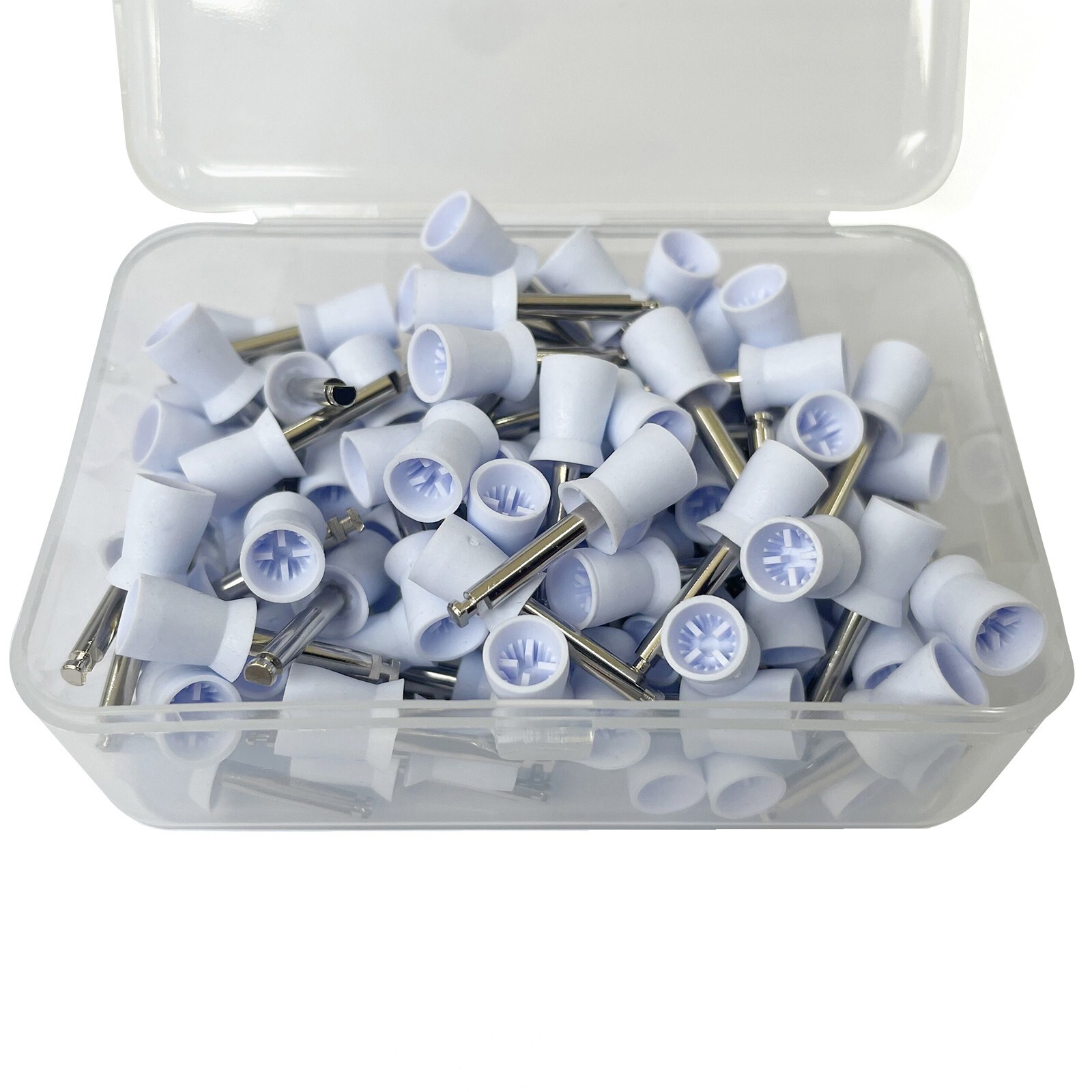 100Pcs Dental Rubber Prophy Teeth Polishing Cups Polish Latch Type Brushes White