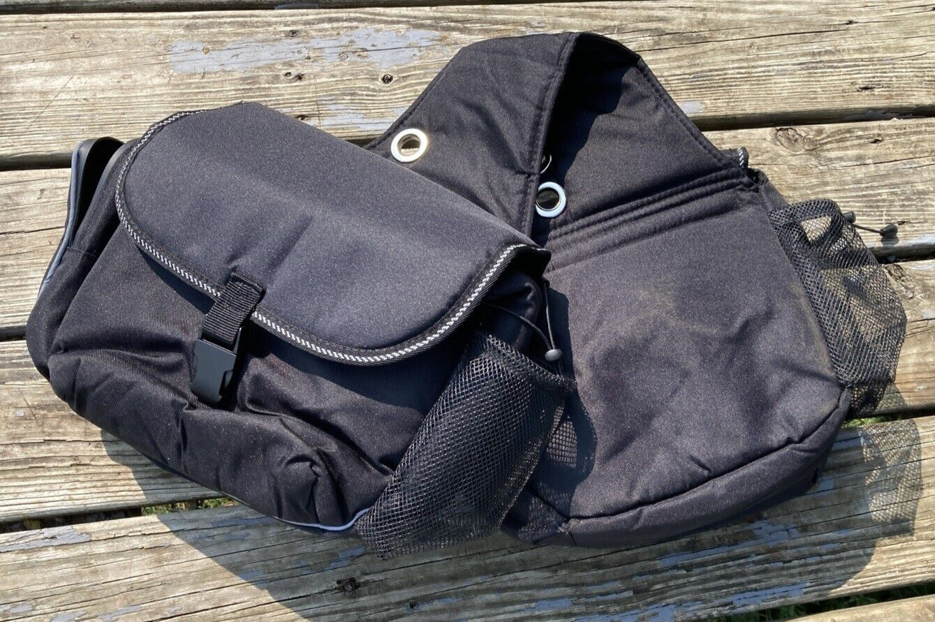 Insulated black nylon, 600D, Western horse gear saddle bags w/multiple pockets