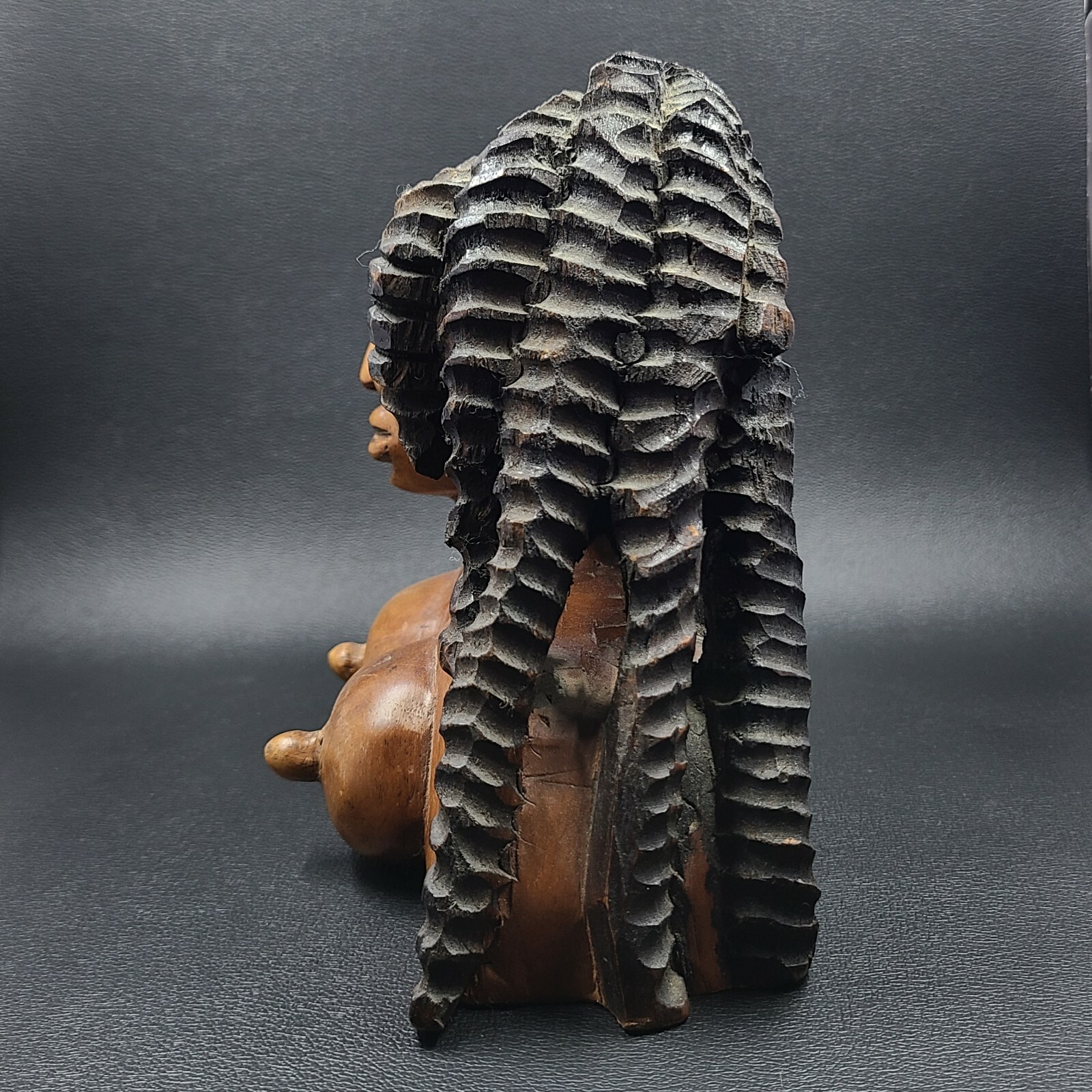 Solid Wood Hand Carved Wood Female Bust Statue Extremely Detailed