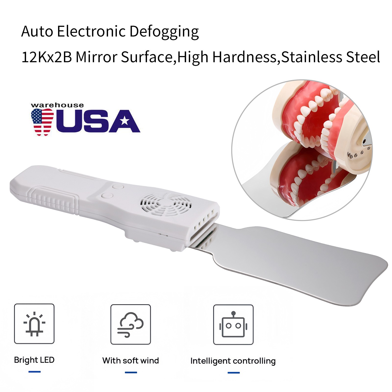 Sistema de Fotografía Intraoral LED Antivaho con Espejo Oclusal Dental 4 Espejos