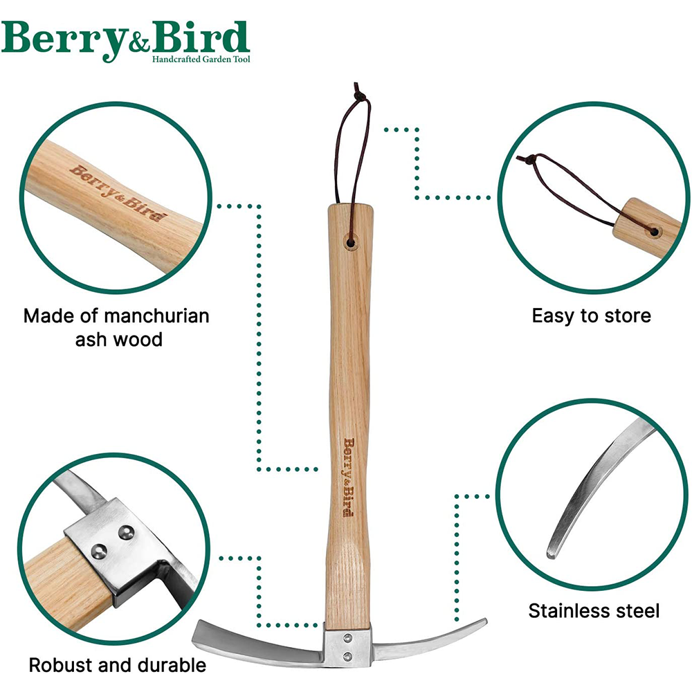 Berry&Bird Garden Pick Mattock Hoe Stainless Steel Pickaxe Hoe Garden Hand Tool