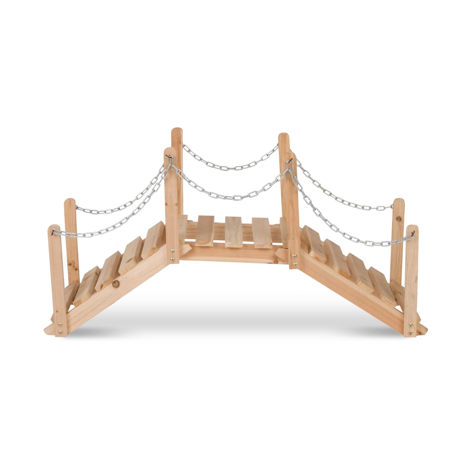 Shine Company 4963N Decorative Cedar Wood Garden Bridge with Side Rails, Natu...