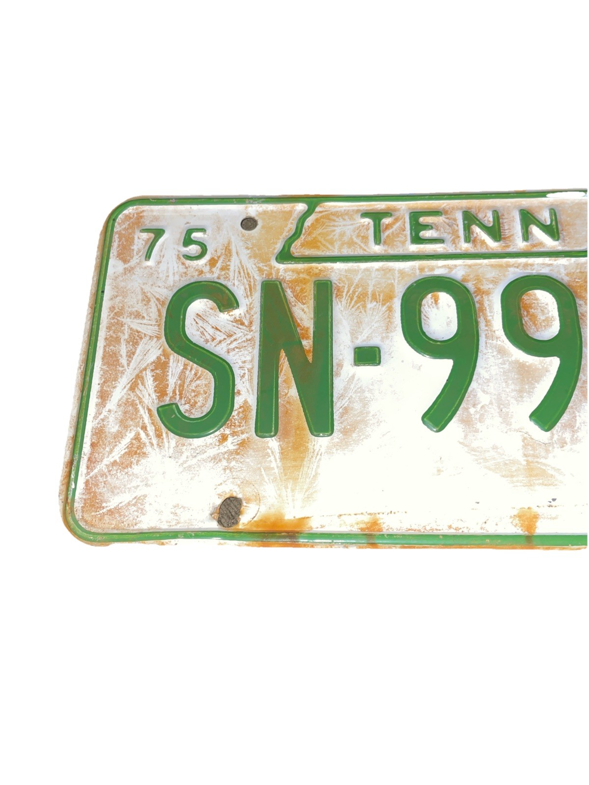 1975 Tennessee License Plate SN-9902 Green White Vintage Tag