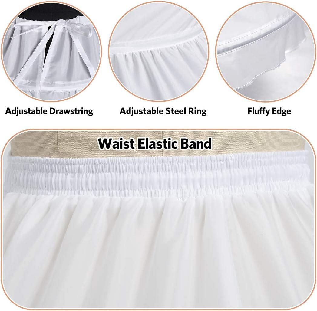 Full 6 Hoop Skirt Floor Length Crinoline Underskirt Wedding Dress Petticoat