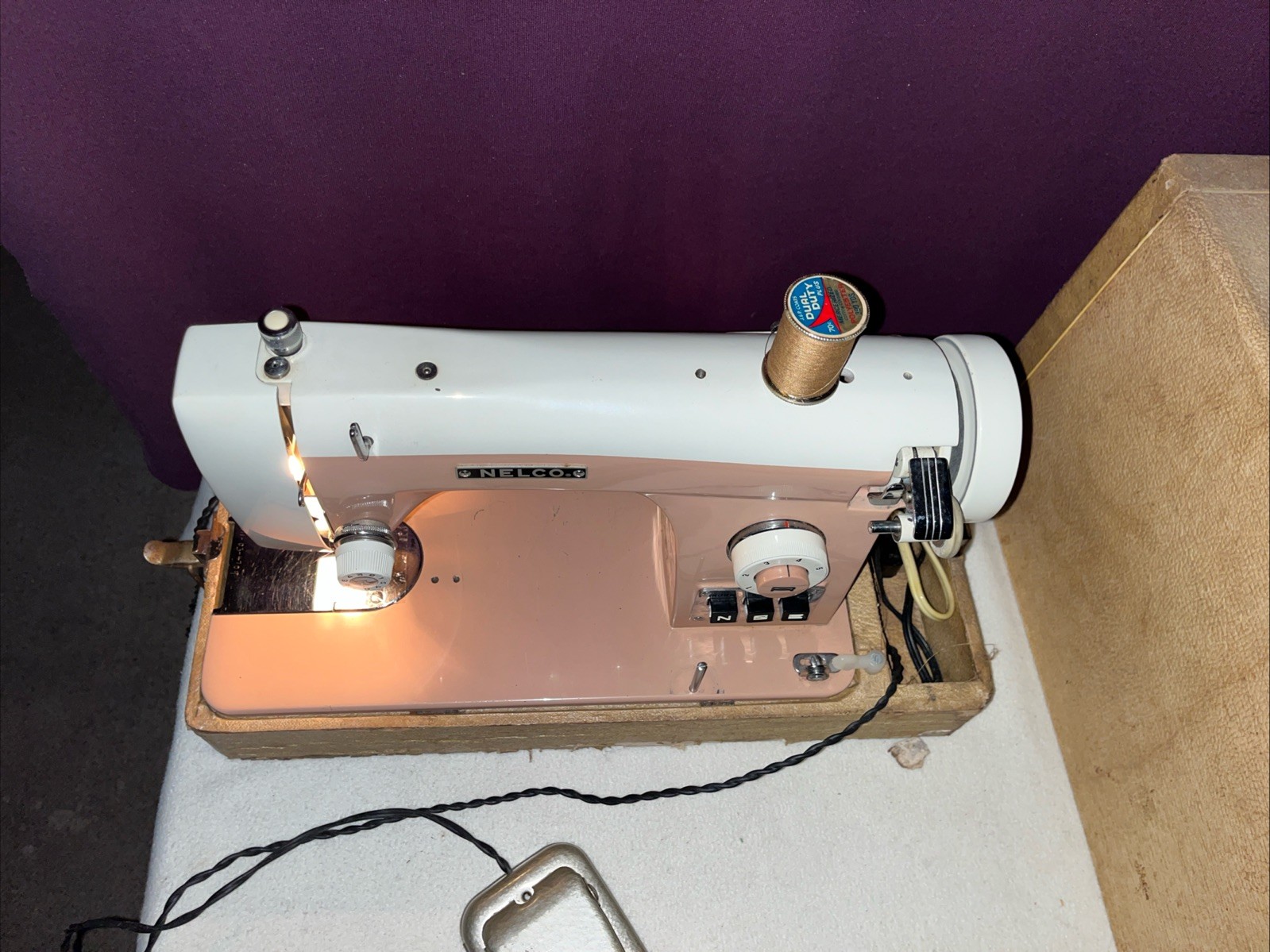 Vintage RARE Nelco Sewing Machine Model H222 With Pedal & Case JC-2 Toyota Japan