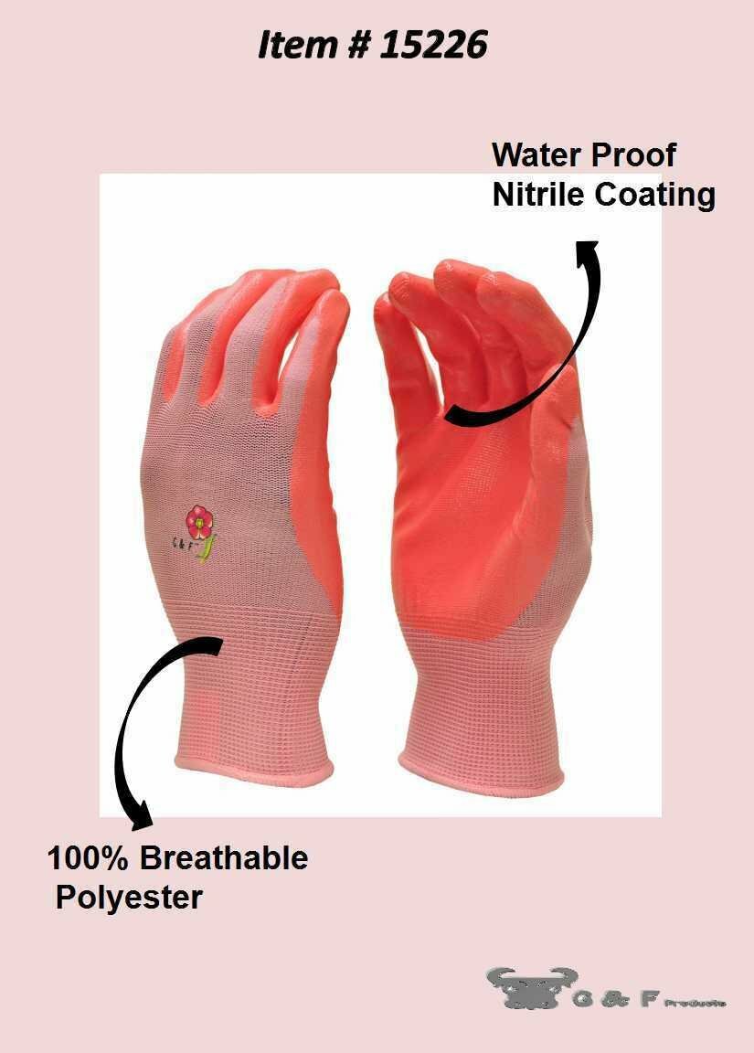 G & F 15226 Working Garden Gloves Women 6 Pair Pack Assorted Colors