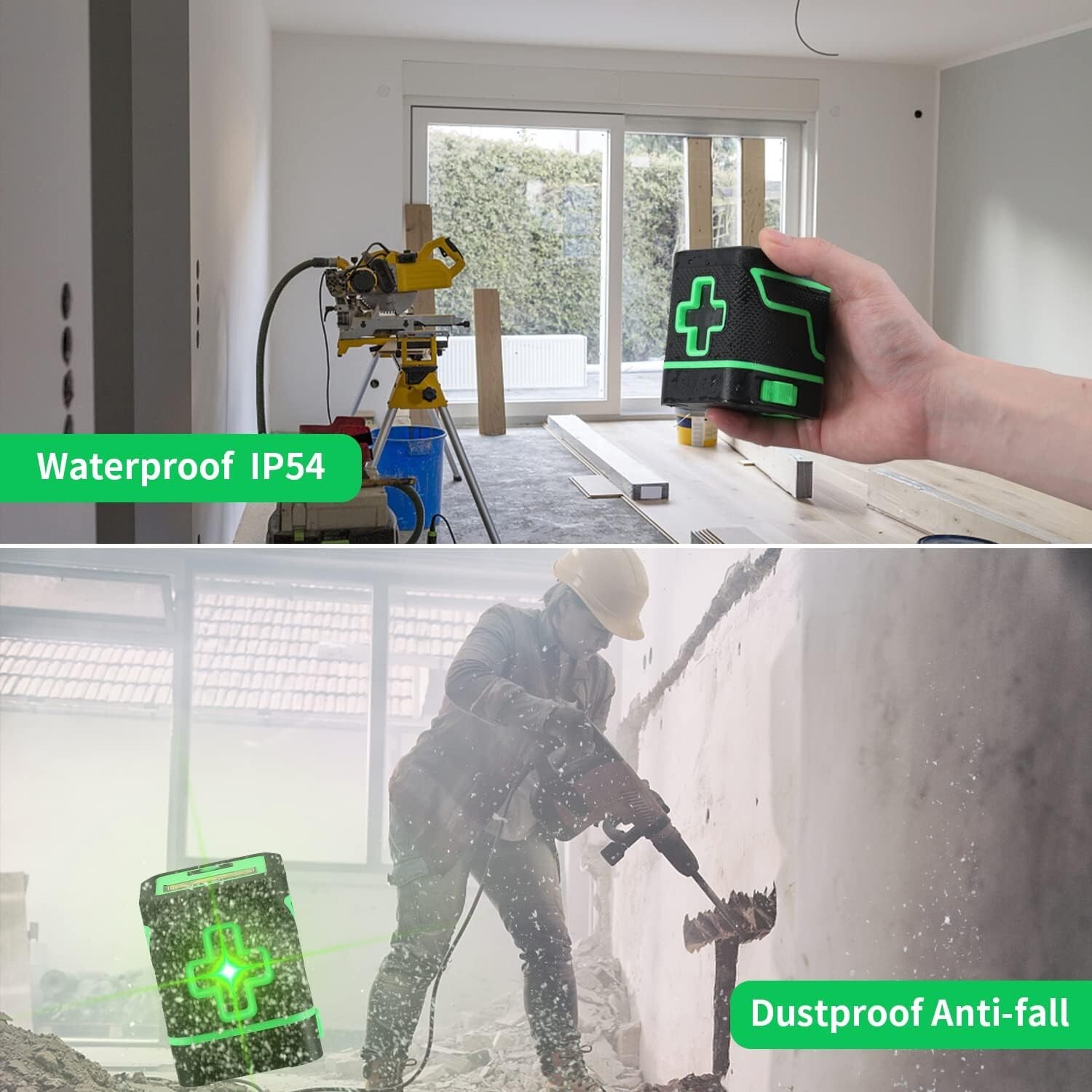 2 Line Laser Level 360° Rotary Cross Line Self Leveling Tool W/Bracket Batteries