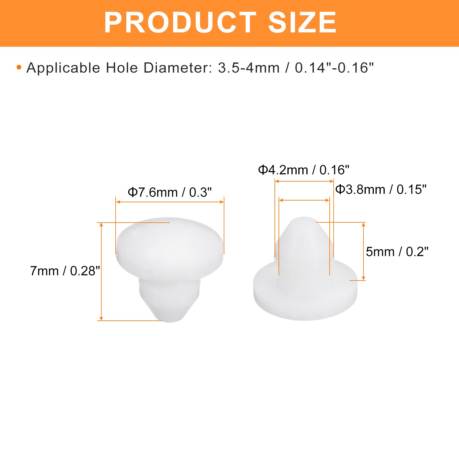 50Pcs Silicone Plugs Rubber Round Hole Plugs for 3.5-4mm Hole White