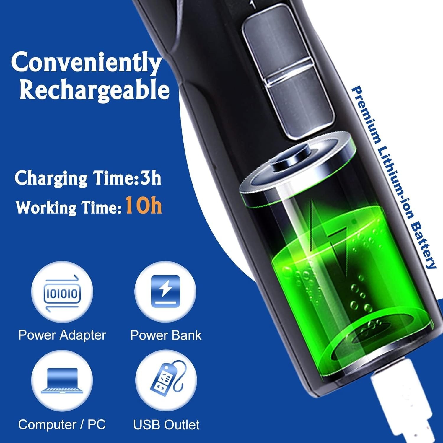 Casfuy 6-Speed Dog Nail Grinder - Newest Enhanced Pet D-Grey