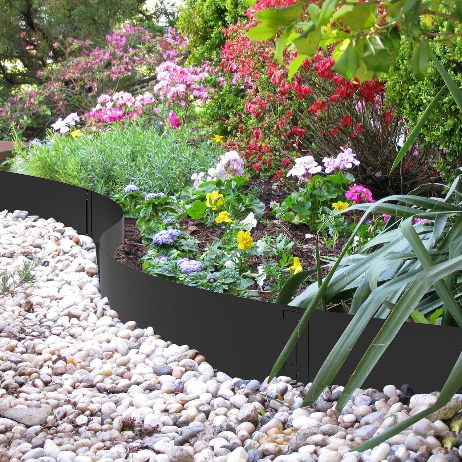 10 Inch x 6 Packs Black Steel Landscape Edgings Metal Garden Edging for Outdoors