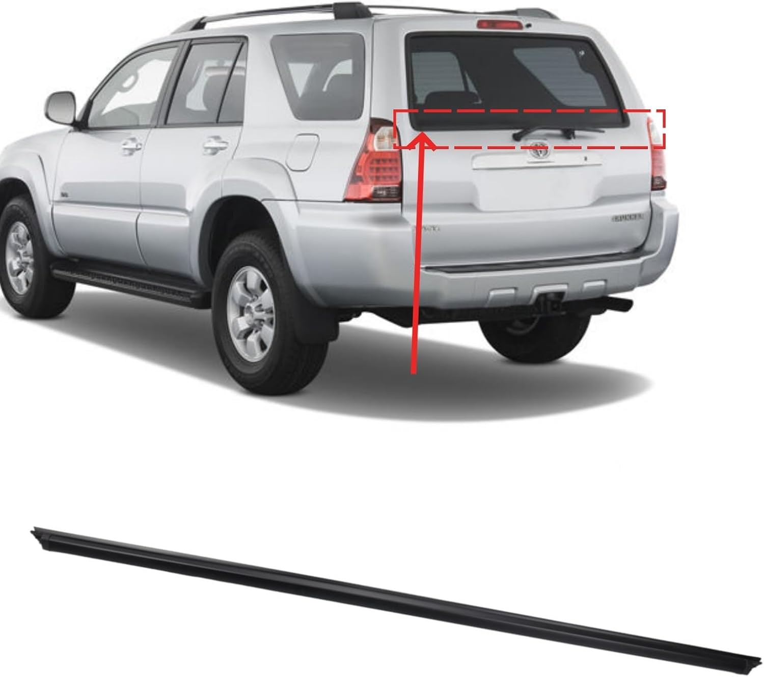 Rear Door Window Molding Sweep Felt Trim Seal Weatherstrip Fit for 4Runner 2003-