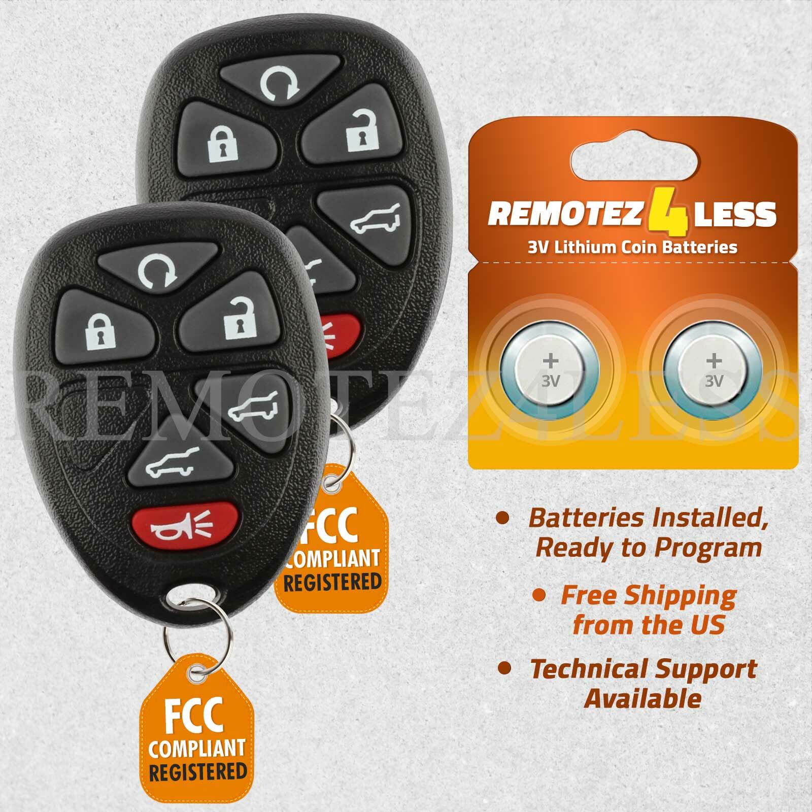 2 for 2007-2014 GMC Yukon XL 1500 2500 Keyless Entry Remote Car Key Fob 15913427