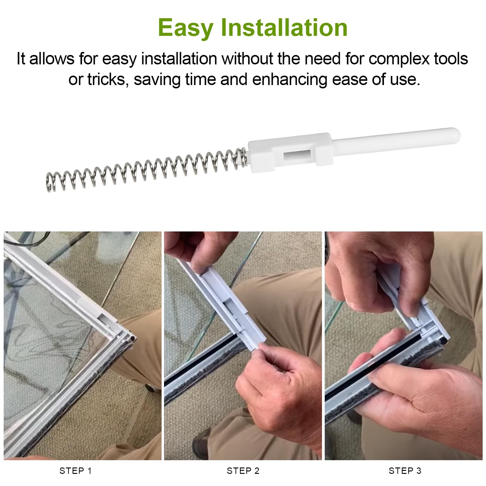 Slide Spring Bolt Assembly Replacement for Eze Breeze Vertical 4 Track White