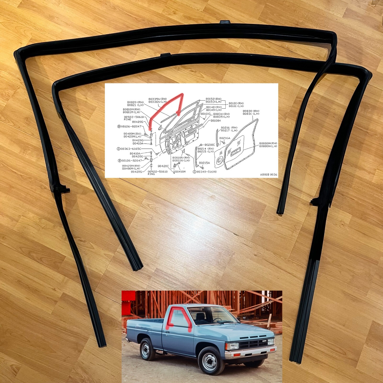 86-97 for Nissan Pathfinder Navara D21 hardbody door glass run channel felt seal
