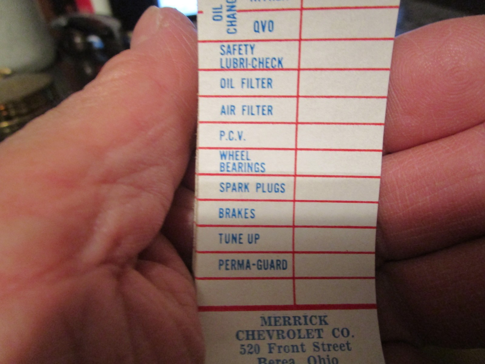 SOHIO-CHEVROLET -1960'S-70'S SERVICE DOOR JAMB STICKERS--NOS