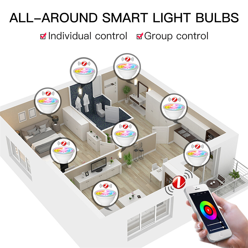 MOES ZigBee GU10 Smart LED Light Bulbs RGB C+W Dimmable Lamp 5W Alexa Google APP