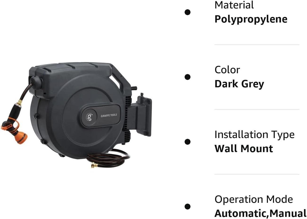 Giraffe Tools Retractable Garden Hose Reel 5/8 x 115 ft