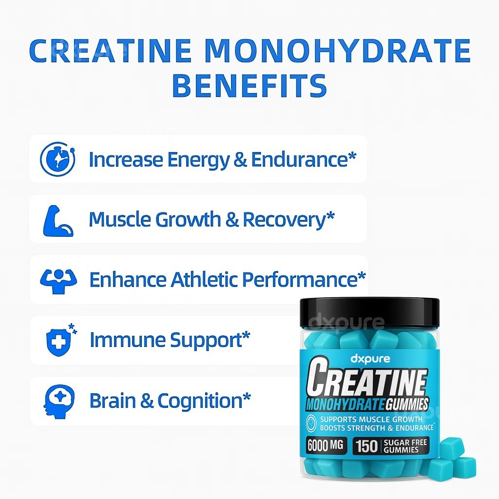 Creatine Monohydrate Gummies - 150 Gummies - 6000mg - Muscle Strength and Energy