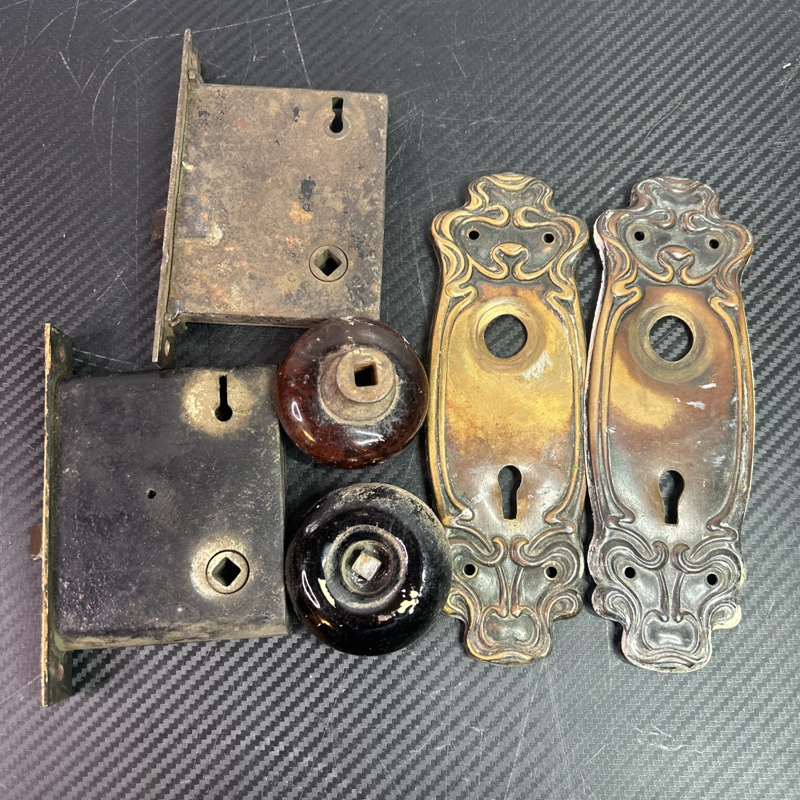 Vintage Door Hardware Lot Parts Not Complete