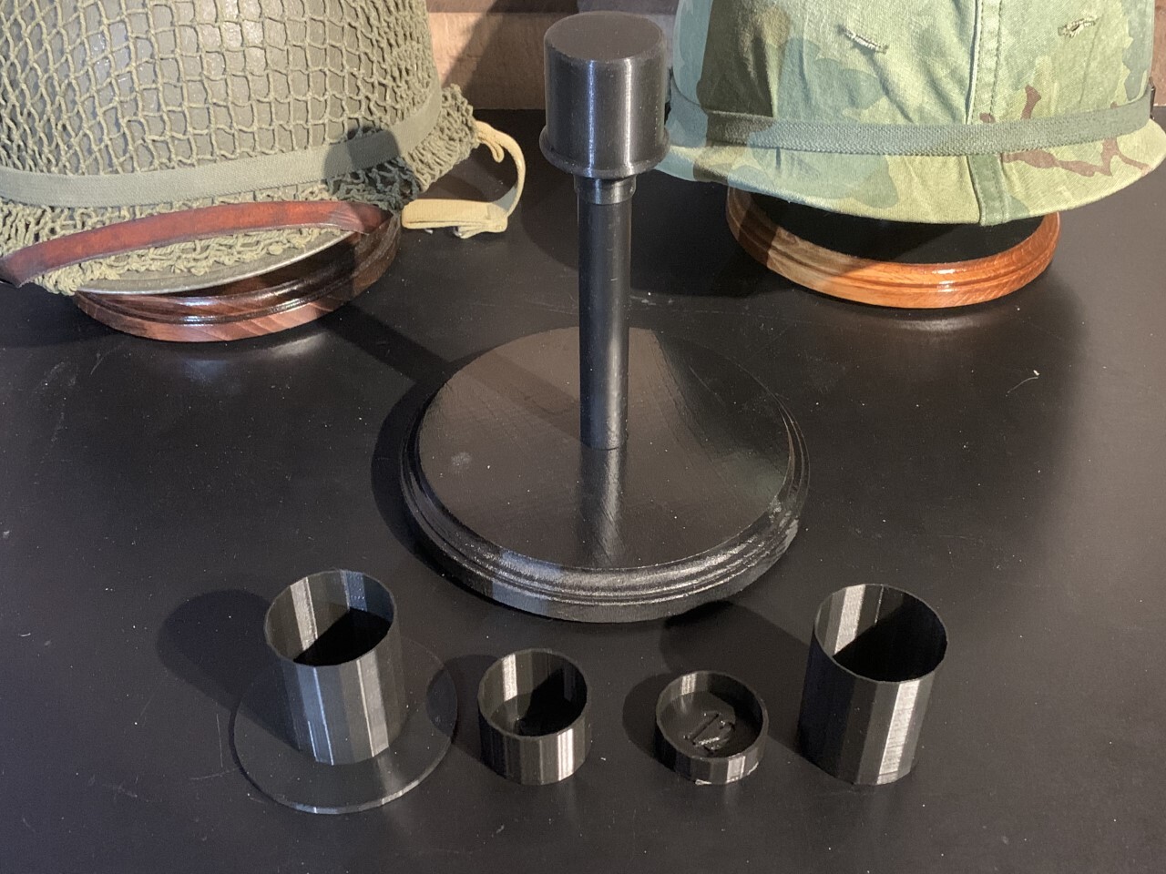 OWC-I-C Helmet Stands w/ height & Finish options, Lg & Sm dia. Tops &"Lift Kit"