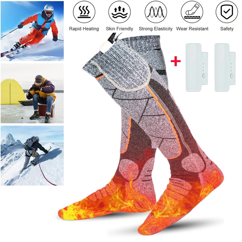 Electric Heated Socks Rechargeable Battery Men Women Winter Foot Warmer 3.7v