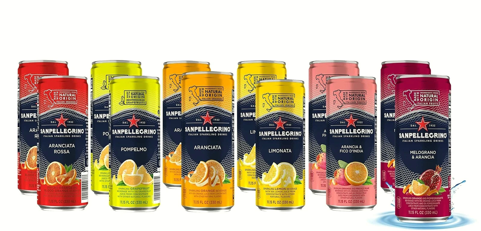 San Pellegrino Sparkling Fruit Drink 18 pack Variety 11.15oz Cans 6 Flavors