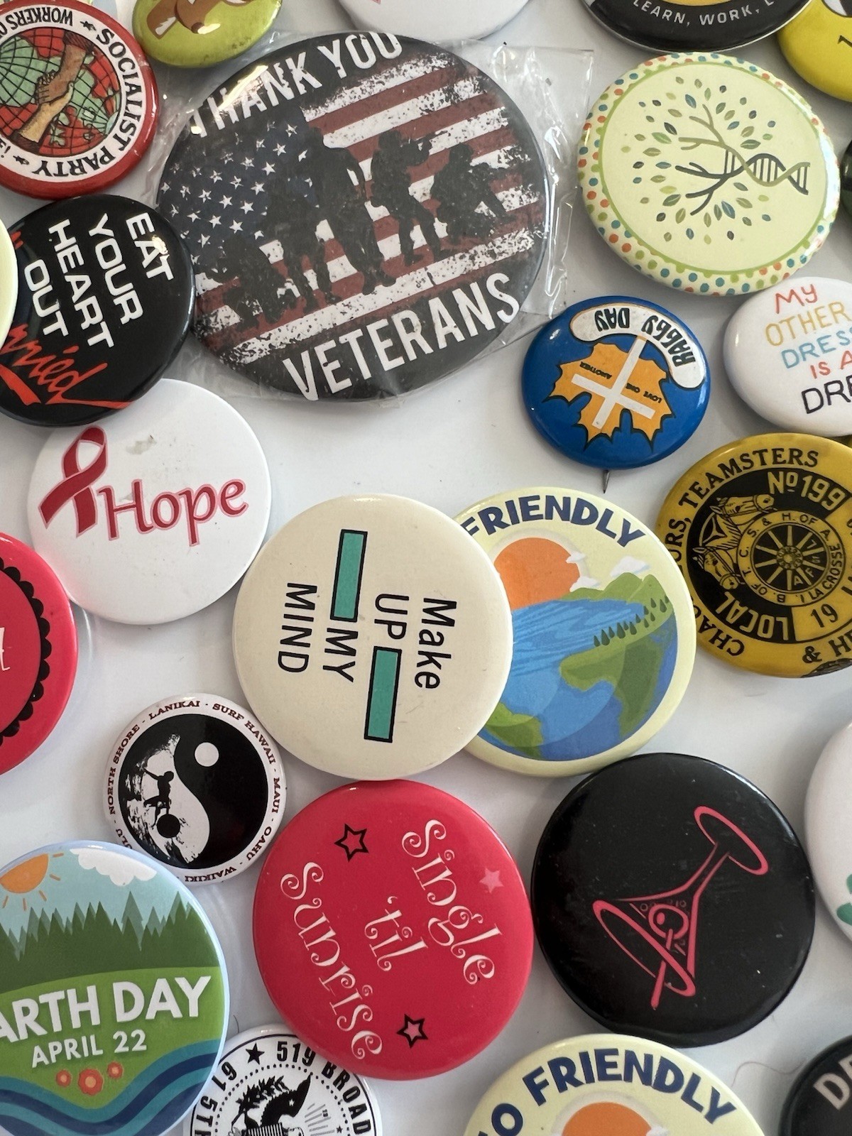 Lot 70+ Vintage Pinback Buttons Political Advertisement Pop Culture Assorted Mix