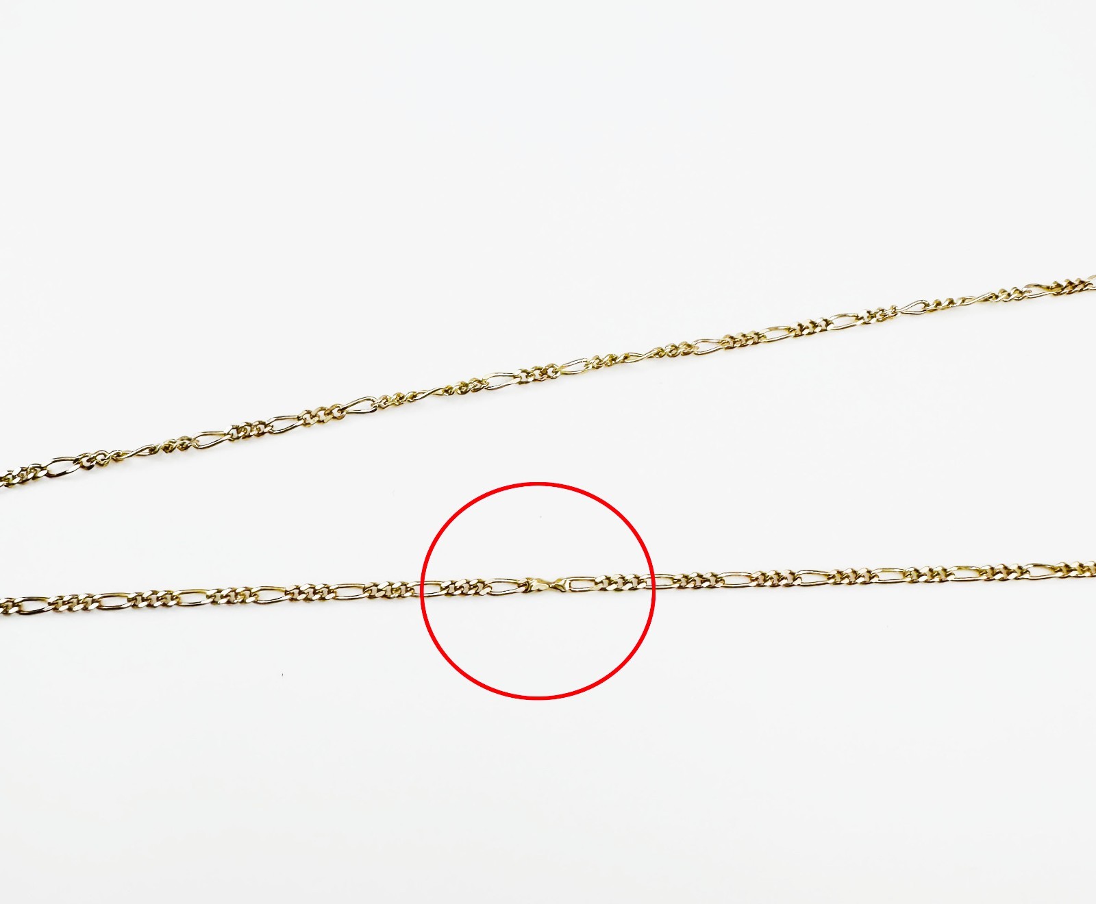 Estate Solid 14K Yellow Gold Thin Figaro Link Chain Necklace 1.2mm 18 1/4", 1.9g