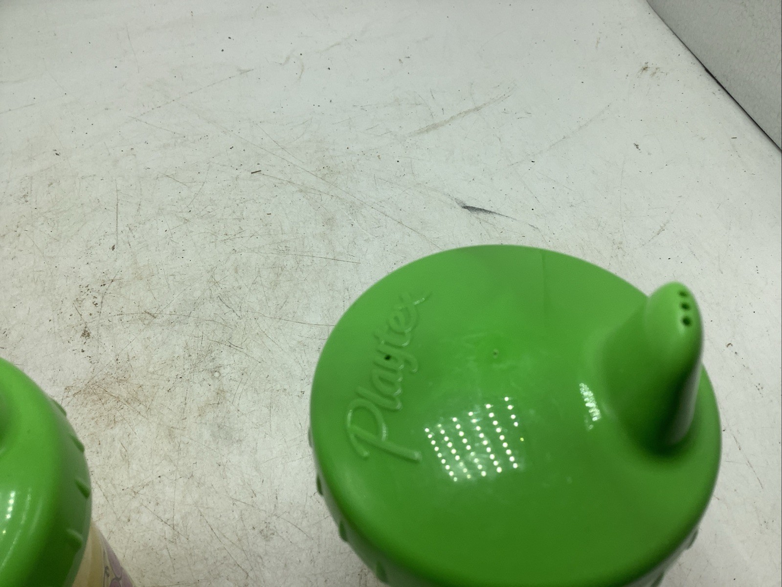 2 Vintage Playtex Juicy Juice Advertisement Plastic Sippy Cup with Valve RARE