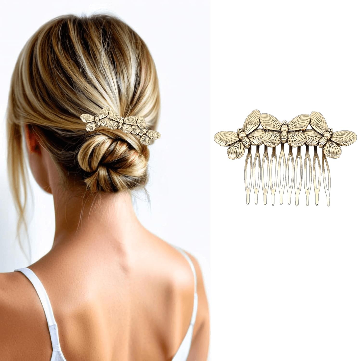6 Pack Vintage Hair Side Combs for Women Decorative,Butterfly Flower Leaf Pea...