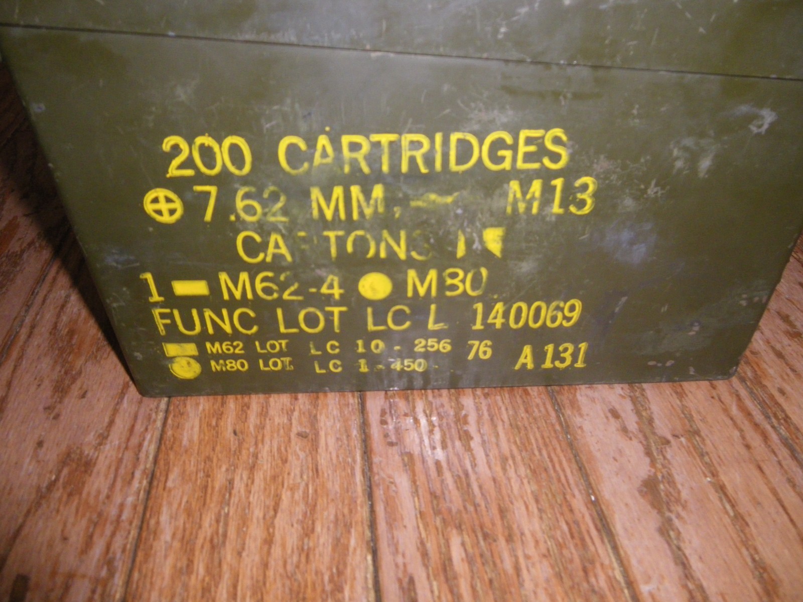 Vintage US Military Army Ammo Metal Box Can 200 Cartridges 7.62MM M13 Nice Clean
