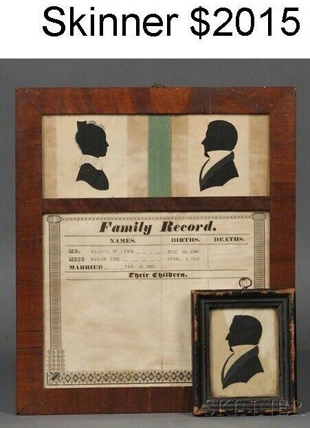 1830 Family Record Antique Silhouette Very RARE