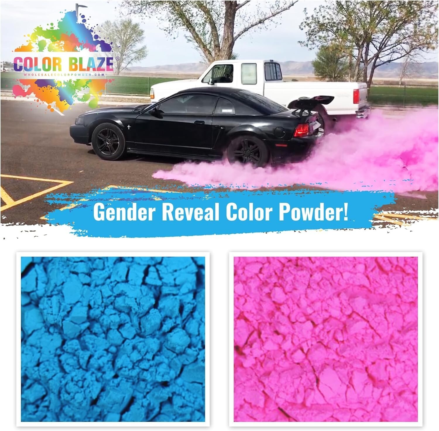 Color Blaze Blackout Out Color Powder 1lb Pink & 1lb Blue Baby Gender Reveal