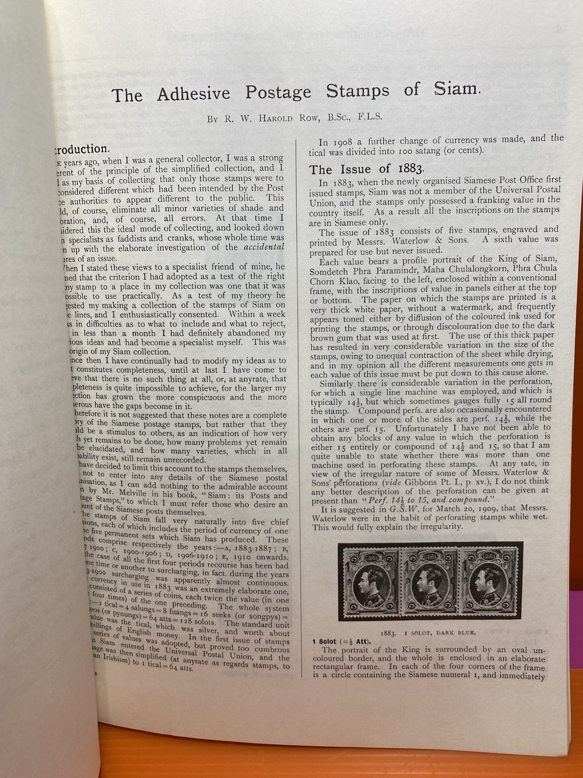 The Adhesive Postage Stamps Of Siam By R.W.Harold Row 75 Pages Hand Book Free SH