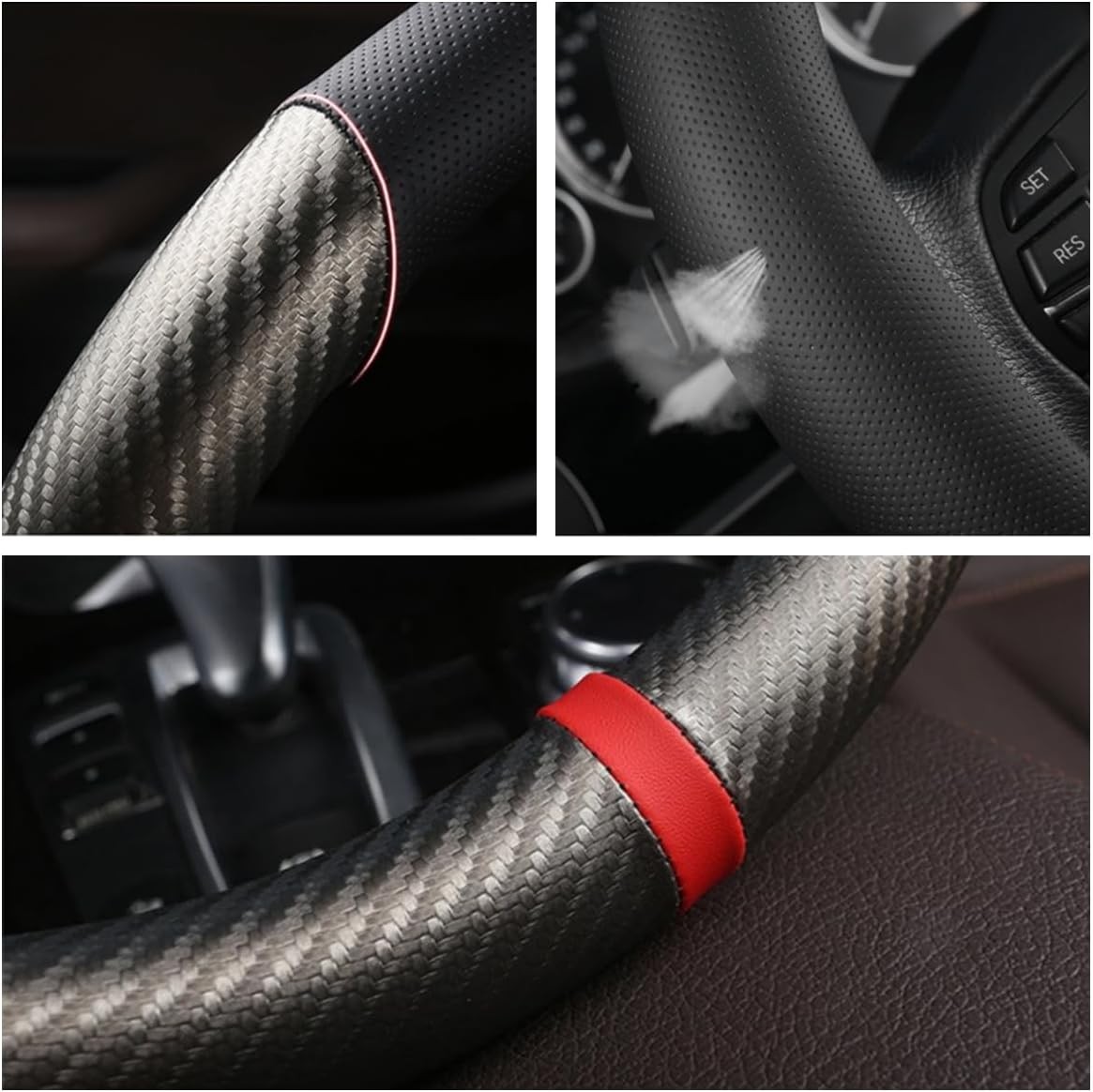 Carbon Fiber Leather Car Steering Wheel Cover Antislip Accessories For Chevrolet