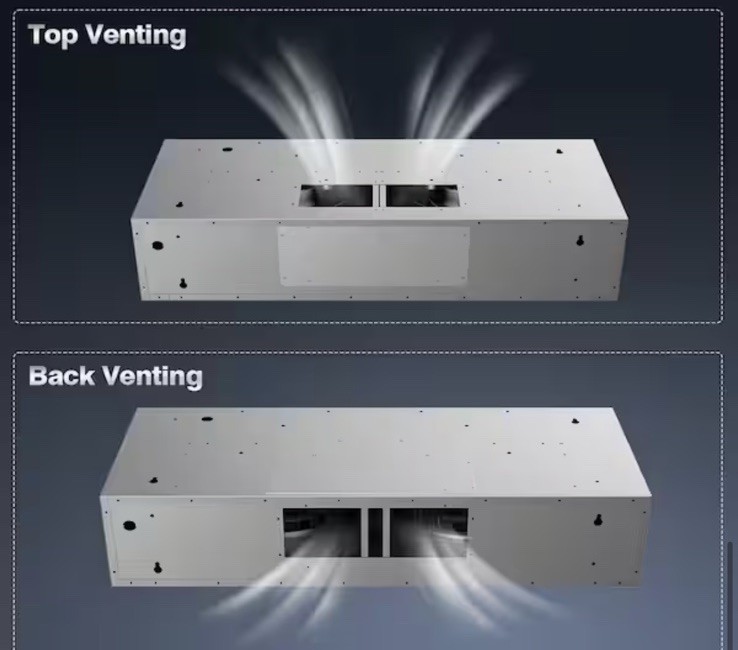 VIKIO 30” 900 CFM Under Cabinet Range Hood Black Stainless LED 2-Way Vent