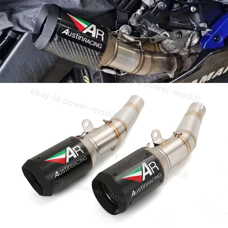 For Yamaha YZF R6 2006-2024 Slip On Exhaust System Mid Pipe 60mm Carbon Muffler