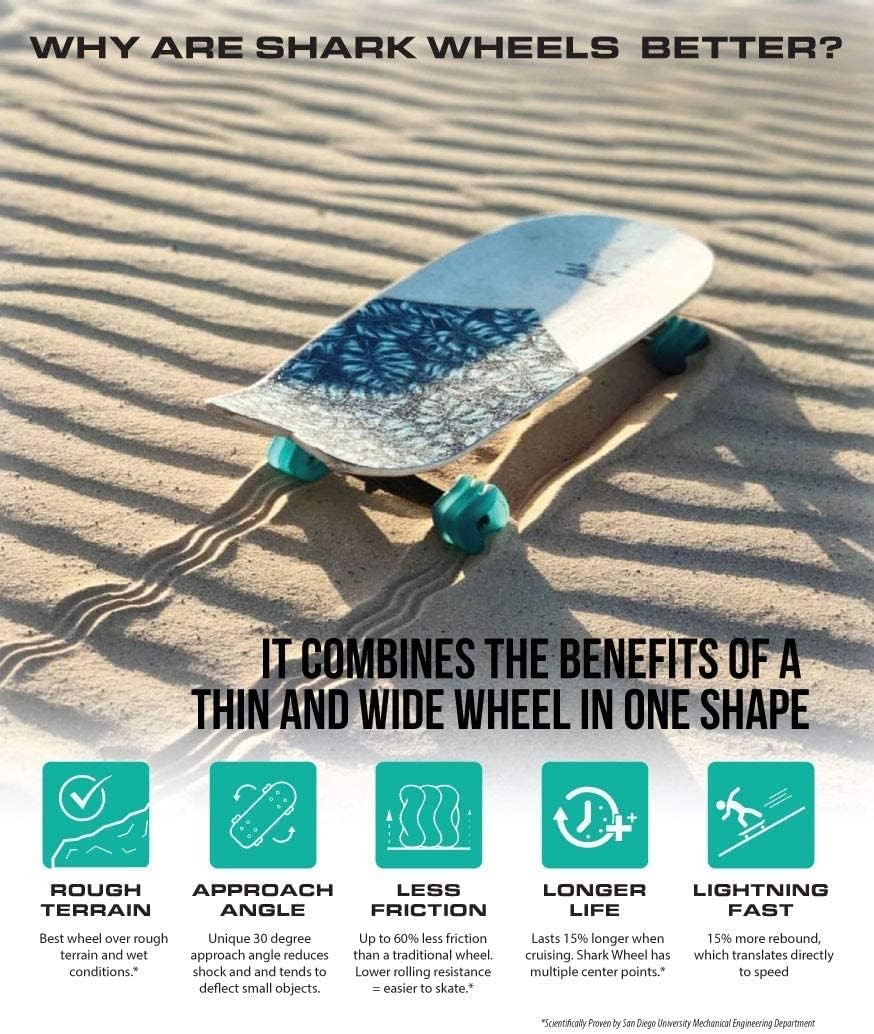 Shark Wheel Surreal - Skateboard Longboard / 70MM, 78A Green DNA Shark Wheels