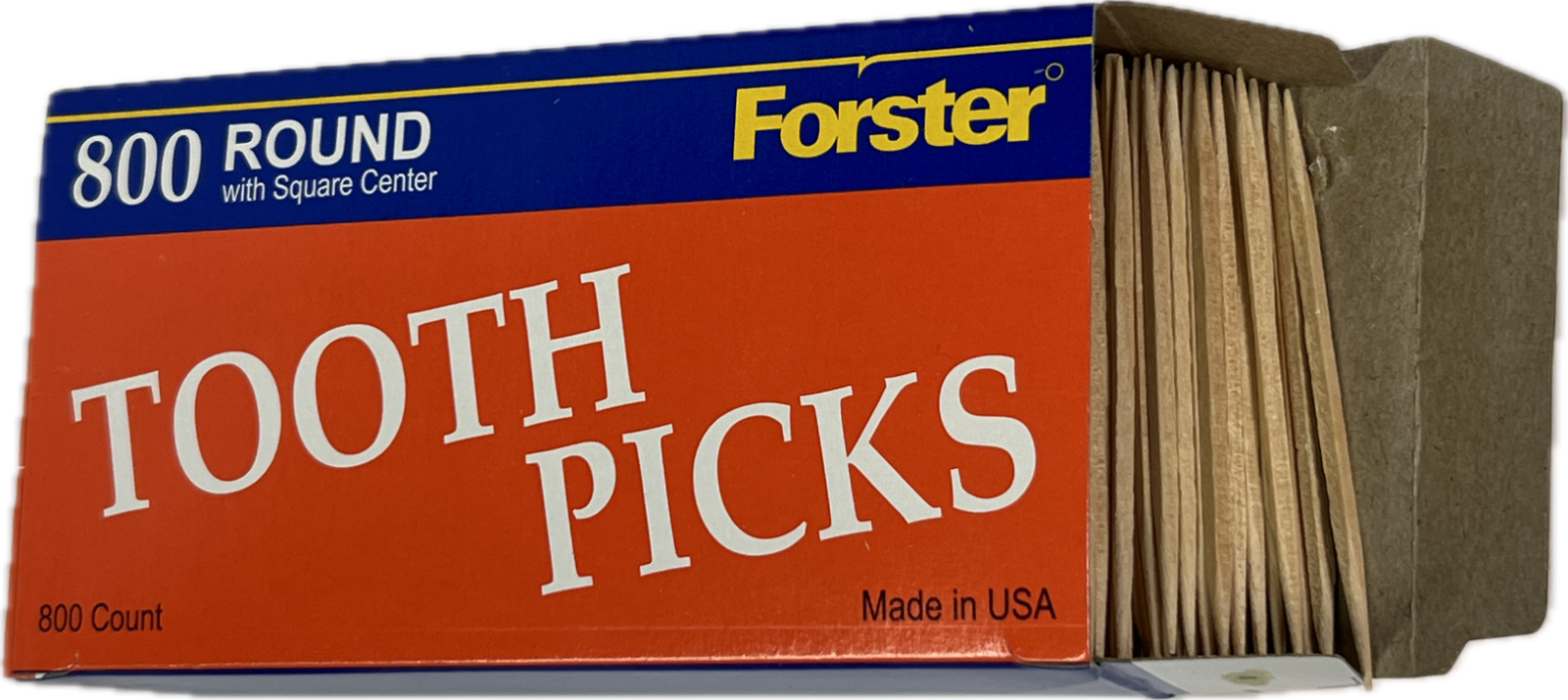 3/800 Forster Round with Square Center Wooden Toothpicks USA Birch Wood