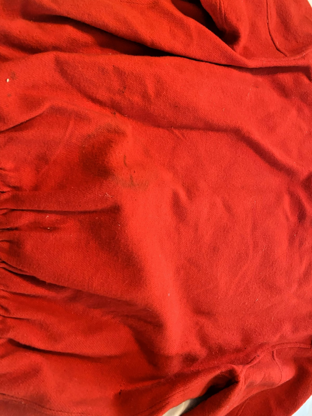 RARE FIND! 1880'S HEAVEY RED WOOL BASEBALL BIB TOP OR FIREMAN BIB TOP-CA7 LOGO