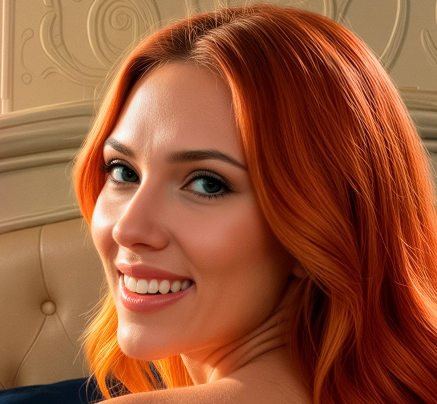 Sexy Black Widow Natasha Romanoff Cosplay on Bed Metal Sign Art 14" x 11"